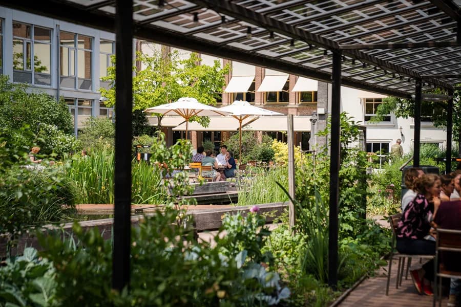 Tuinterras bij Café Soof in het Nutshuis